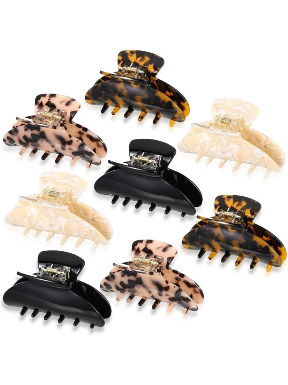 8 Pcs Large Acrylic Hair Claw Clips - Non-Slip, Strong Hold for All Hair Types